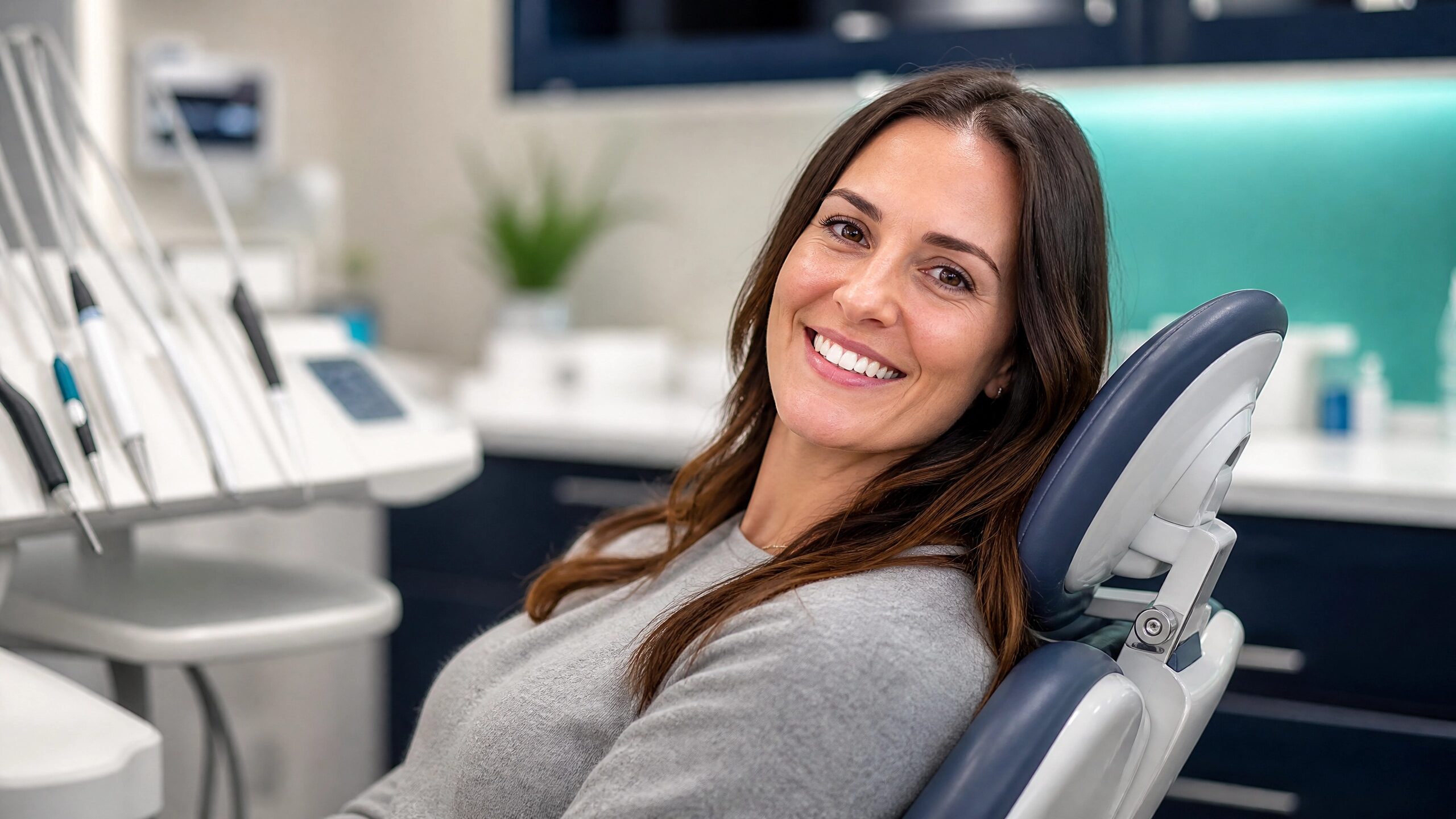 Relaxed patient in dental chair at Anderson Smile Center oral surgery in Cincinnati Ohio